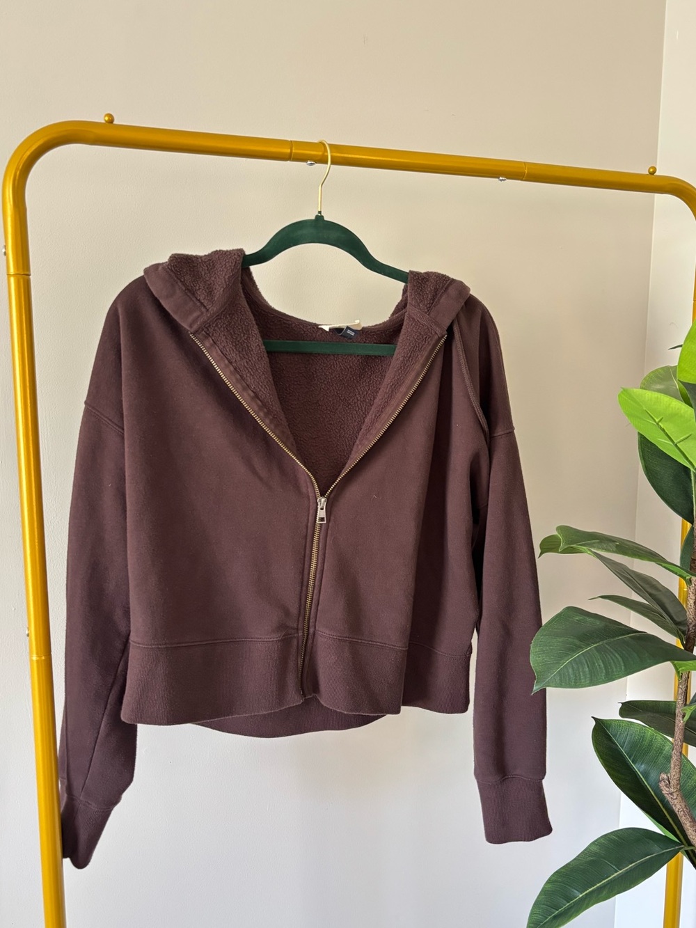 Universal Thread Brown Hooded Zip Jacket with Gold Accents